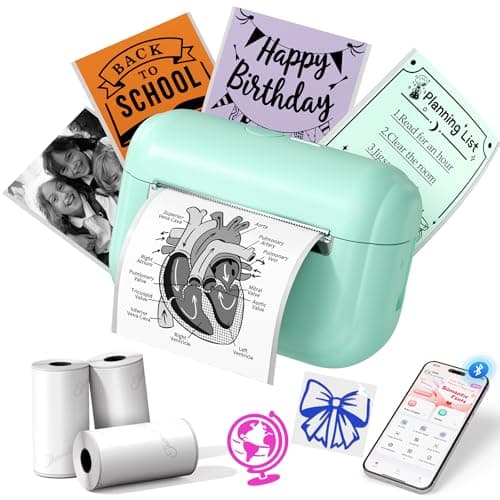 Memoking Mini Sticker Printer Portable Inkless Sticker Maker, Smart AI APP