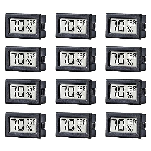 12 Pack Pgzsy Mini Small Digital Electronic Temperature Humidity Meters Gauge Indoor Thermometer Hygrometer LCD Display Fahrenheit (℉) for Humidors, Greenhouse, Garden