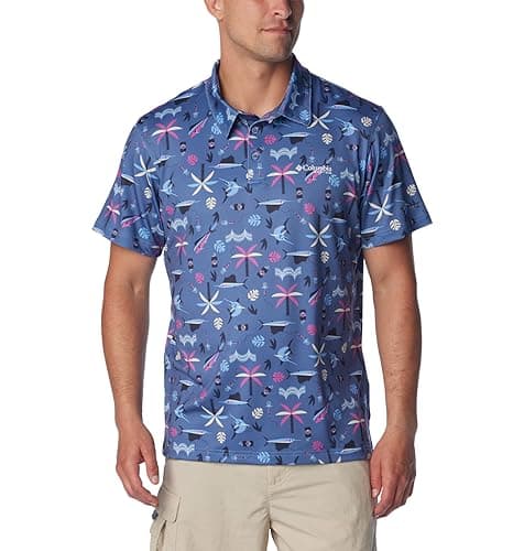 Columbia Men's Super Slack Tide Stretch Polo, Bluebell Retrobait, Small