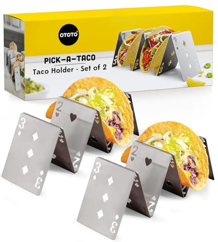 OTOTO Pick-a-Taco Taco Holders Set of 2 - Cool Kitchen Gadgets, Cute Kitchen Accessories, Taco Tray, Taco Shell Holder, Taco Stand, Cards White Elephant Gifts, Kitchen Gifts, Funny Gifts