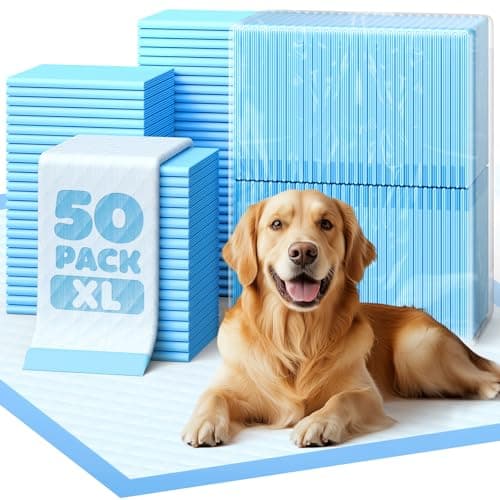 50-Pack Extra Large Pee Pads - 34" x 28" Puppy Pads for Dogs with 6-Layer Leakproof Protection, Disposable and Quick-Dry Dog Pads with High Absorbency for Easy Potty Training