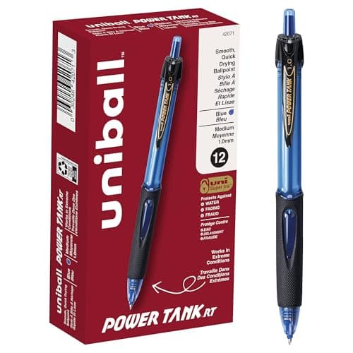 uniball™ Power Tank RT Ballpoint Pens, Medium Point (1.0mm), Blue, 12 Pack