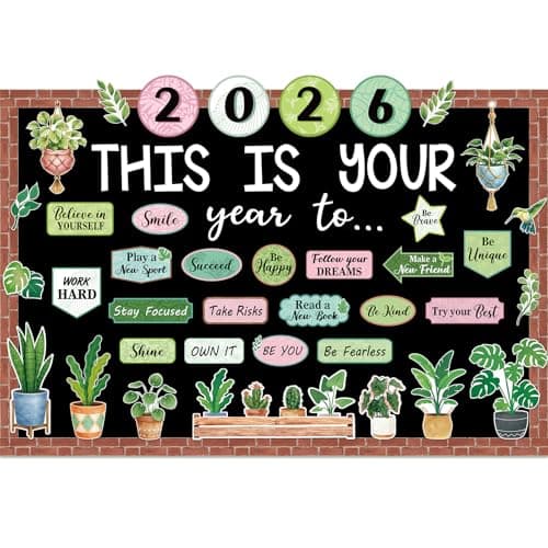 Eaasty Plant This is Your Year to Bulletin Board Set Potted Plant Leaf Cutouts Motivational Welcome Back to School Classroom Decor for School Office Chalkboard Door Wall Decor Supply