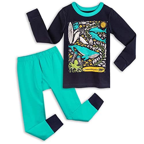 Mightly Boys and Girls' Pajamas | 100% Organic Cotton Soft, Elastic and Comfortable Footless Pajama Set for Toddlers and Kids, Unisex Sleepwear PJs, 2 Pieces, Fair Trade Certified, Under the Sea, 4T
