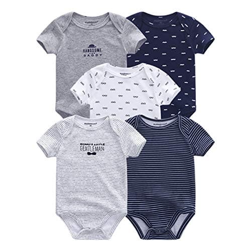 Kiddiezoom Unisex Baby 5-Pack Short-Sleeve Bodysuit Baby clothes