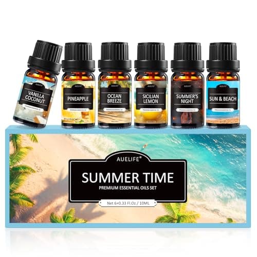Auelife Summer Essential Oil Set for Diffuser for Home, 6x10ml Diffuser Oil