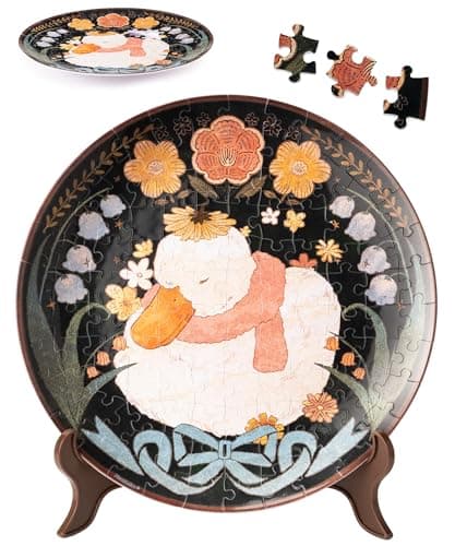 PieceRelax 3D Puzzle Plate 124 Pieces - Dreaming in Night Garden – Jigsaw Puzzle for Adults, Decorative Plate with Durable Plastic Pieces, Ideal Gift for Home or Office Décor [PL1020]