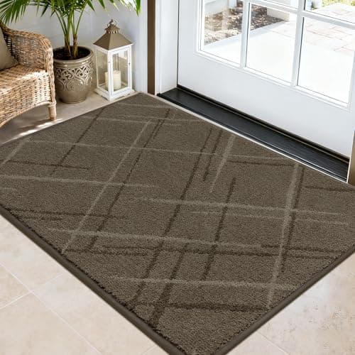 COSY HOMEER Front Door Mat Low Profile Non-Slip Doormat for Entryway,Brown