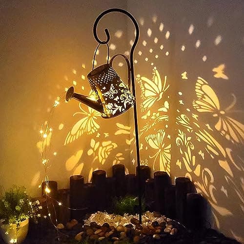 Solar Watering Can Lights Outdoor Garden,LED Butterfly Light(with Bracket)