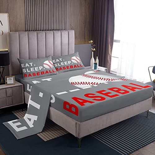 Feelyou Baseball Bed Cover Set Boys Ball Sports Theme Sheets Deep Pocket