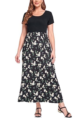 Womens Short Sleeve Maxi Dresses Empire Waist Casual Long Dress,Medium,B37
