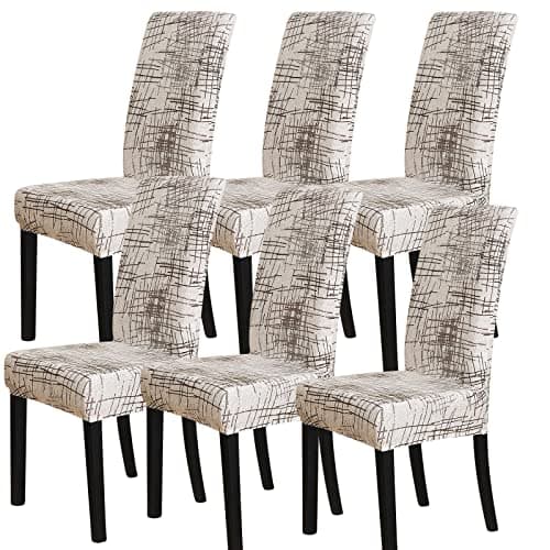 FORCHEER Dining Room Chair Covers Set of 6 Stretch Patterned Kitchen Chair Slipcovers 6PCS Washable Removable -Color #9
