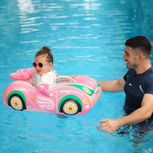 Swimbobo Tank Pool Floats with Water Gun Kids Toddler Pool Floaties Swim Floaty Rafts Lake Beach Party Pool Toys for Boys Girls(Pink Green Car)