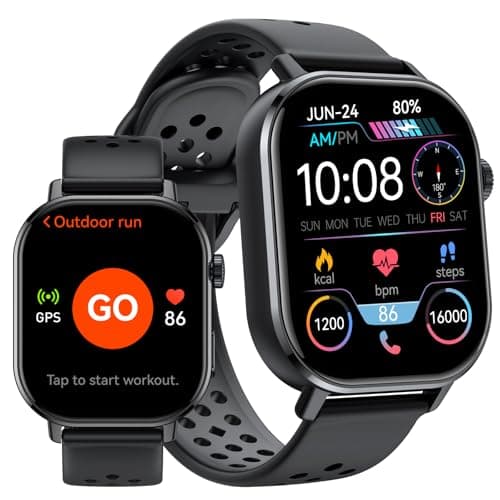 Smart Watch for Men(Answer/Make Calls) ,2.06"HD Fitness Watch with 110+ Sports Modes, 2026 New Fitness Tracker Built-in GPS,Heart Rate/Sleep Monitor, 5ATM Waterproof for Outdoor Android iOS,Black
