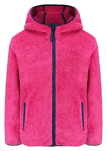 FunnyPaja Boys Girls Soft Fleece Sherpa Full-zip Jacket (8 Years, Rose Hooded)