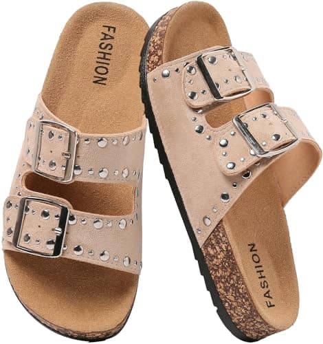 Women’s Cork Footbed Sandals Men’s Adjustable Buckle Mules Slide Sandals
