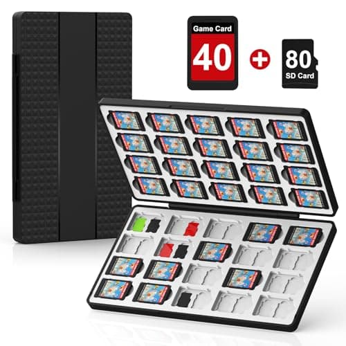 Jimofuga Switch Game Case for Nintendo Switch 2/Switch/OLED/Lite, Magnetic Switch-2 Game Case Holder with 40 Game Cards & 80 Micro SD Card Slots, Portable Travel Games Card Organizer, Gift Accessories