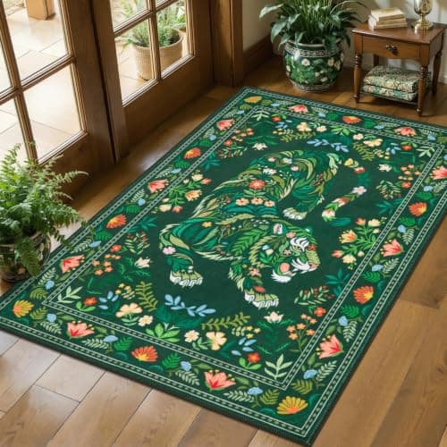 SERISSA 2x3 Washable Boho Small Area Rug for Entryway, Floral Tiger Doormat