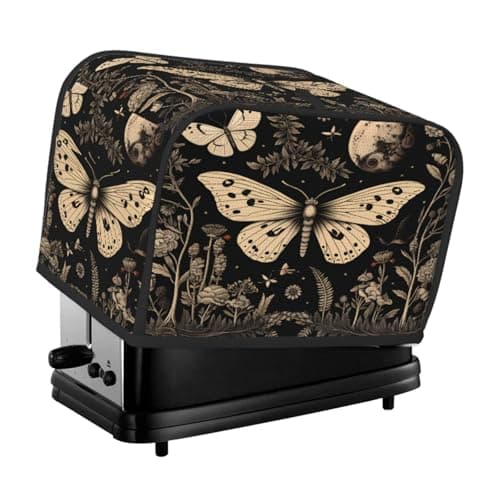 DXTKWL Toaster Cover 2 Slice Vintage Gothic Floral Moon Butterfly Waterproof Appliance Cover with Hang Loop Bread Baker Toaster Cover for Kitchen