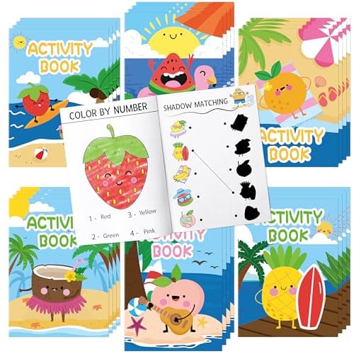 X1zuue 24Pcs Summer Activity Books, Bulk Fruits Coloring Booklet for Kids