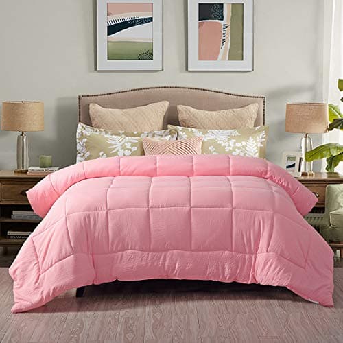 EVOLIVE All Season Down Alternative Comforter, Full/Queen (Pink)