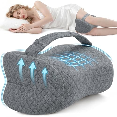 ComfyInLove Memory Foam Knee Pillow for Side Sleepers with Strap, Gray