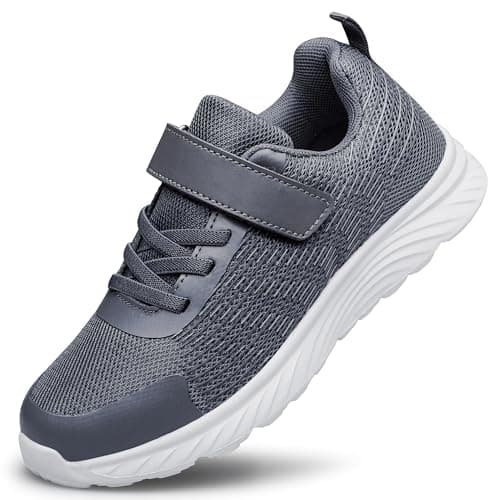 CASOSTELLY Boys Girls Shoes Kids Sneakers Unisex Non-Slip Lightweight Breathable Running Tennis Athletic Shoes Grey for Little Kid Size 11