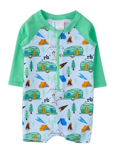 RUGGEDBUTTS Baby Boy Rash Guard Striped - One Piece Sunsuit UPF 50+