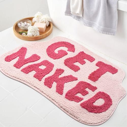 KOEXM Get Naked Bath Mat Pink Bathroom Rugs 20" x 32" Cute Bath Mat