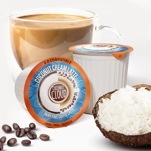Coconut Cloud: Coconut Cream Vegan Latte K-Cup | All-in-One Coffee w/MCT Oil and Creamer | Gluten Free, Soy Free, Corn Free, & Non GMO, (18 Recyclable Pods)