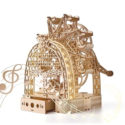 Uplike 3D Wooden Puzzles for Adults: 3D Puzzle Light-Up Ferris Wheel with Music Box - 222psc Wooden Puzzles Model Building Kits Fun Gifts for Adult with Storage Box - Hobbies for Men Women（Large）
