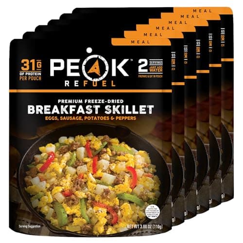 Peak Refuel Breakfast Skillet Freeze-Dried Backpacking Meal Pouches, 6-Pack