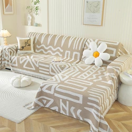 OstepDecor Sectional Couch Covers 2 Pieces, L Shaped Sofa Covers Washable