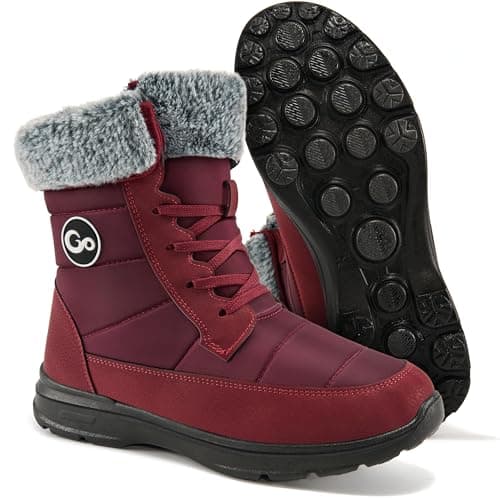 Ablanczoom Winter Snow Boots for Women: Comfortable Warm Fur Lined Womens Boots Outdoor Waterproof Non Slip Lace Up Walking Booties