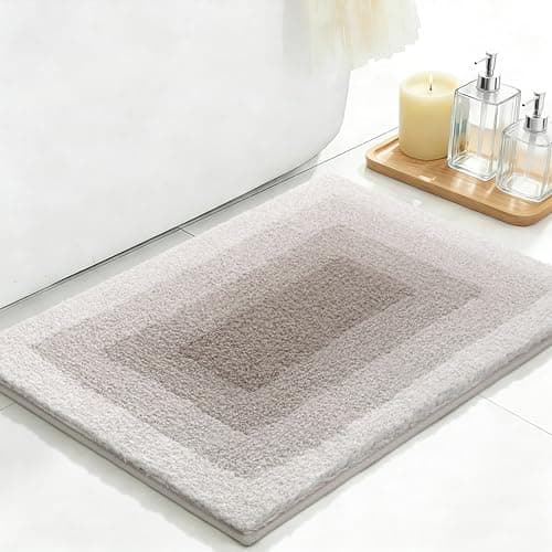 RORA Brown Bathroom Rugs Non Slip Washable 18x24 Absorbent Bath Mat