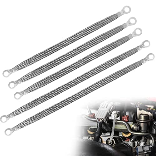 Ground Straps Automotive, 3Pcs 10" x 1/2" & 2 Pcs 13" x 1/2" Professional Vehicle Grounding Straps, Ground Engine Cable Strap Kit, Automotive Wire Ground Strap for Most Cars, Ring Terminals