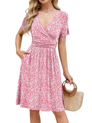 Naggoo Floral Dress for Women 2026 Short Sleeve Summer Boho Sundress Vacation