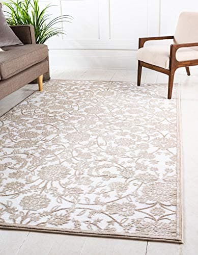 Unique Loom Rushmore Collection Area Rug - Taft (2' x 3' 1" Rectangle, Snow White/ Beige)
