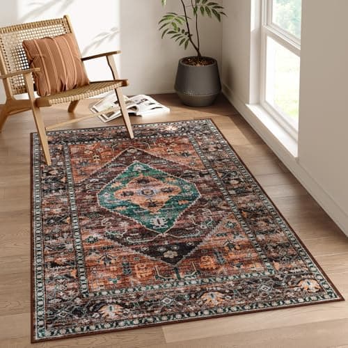 Beeiva Washable 3x5 Area Rugs for Living Room, Non Slip Kitchen Ultra Thin Vintage Rugs,Small Lightweight Carpet for Living Room Dining Room Aesthetic