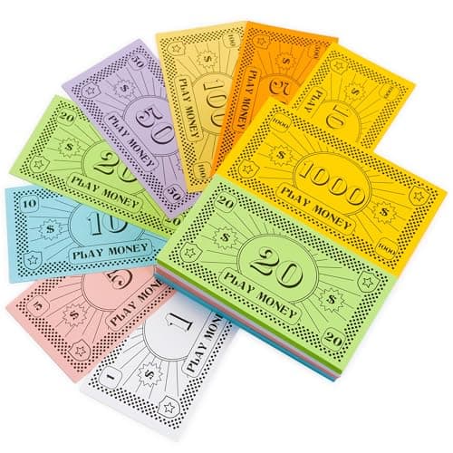 800-Piece Play Money for Board Games, 8 Denominations, Pretend Play Cashier