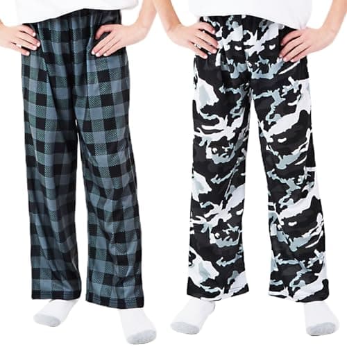 Bioworld Gray Camo & Gray Plaid 2-Pack Boy's Sleep Pajama Pants-6