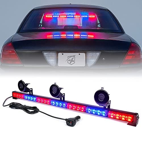 Xprite 31.5 Inch LED Traffic Advisor Strobe Light Bar, 21 Modes w/Suction Cup Mount, Windshield Deck Caution Lightbar for Construction Towing Snow Plow Pickup Work Trucks Cars - Multi Color