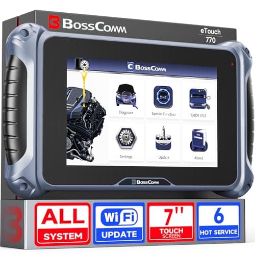 2026 BOSSCOMM eTouch770 diagnostic scanner Upgraded from IF745 Code Scanner, All-System OBD2 code reader with 6 Resets, ABS, SAS Calibration,Oil,Throttle, EPB, BMS, Lifetime WiFi Free Update,Auto Vin.