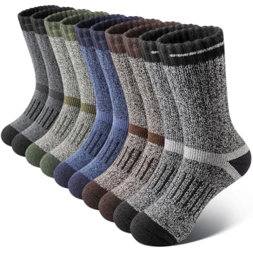 SIMIYA Merino Wool Socks for Men Thick Warm Hiking Thermal Socks（5 Pairs）