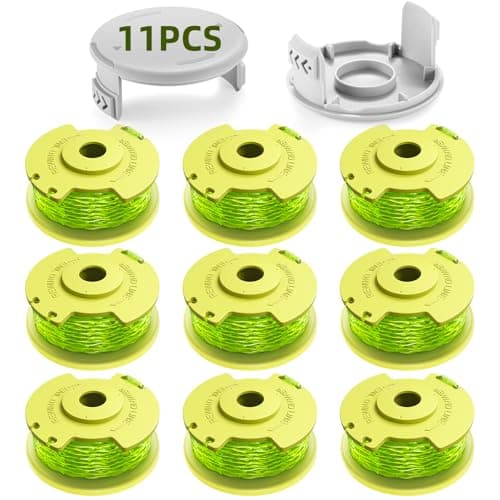 YWTESCH Trimmer String for Ryobi One Plus+ AC80RL3,11 FT/0.080-Inch，Spool Replacement Compatible with Ryobi 18v, 24v, and 40v Cordless Trimmers (9 Pack Trimmer Line & 2 Pack Trimmer Cap)