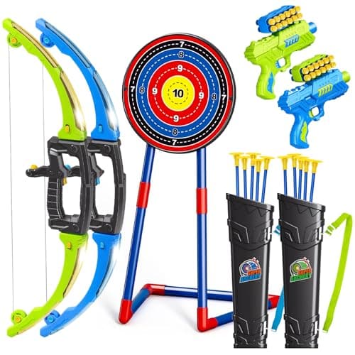 AuroTops 2 in 1 Pack Bow and Arrow Set for Kids 6 Year Old Boy Archery Set