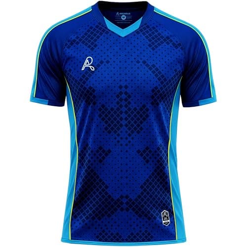 Arcarius Men's SOL Performance Soccer Jersey - Short Sleeve Moisture Wicking Athletic Training Shirt, Dark Blue, 3X-Large