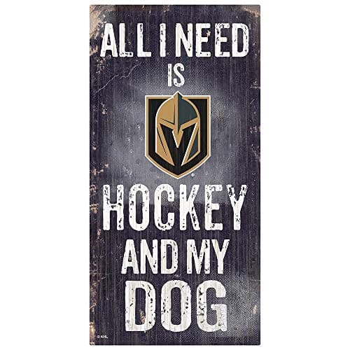 NHL Vegas Golden Knights Unisex Vegas Golden Knights Hockey and My Dog Sign, Team Color, 6 x 12