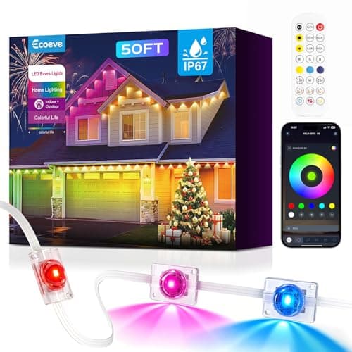 Ecoeve Permanent Outdoor Lights for House, 50ft Christmas RGB+IC Lights