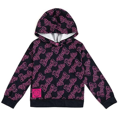 Barbie Little Girls Fleece Pullover Hoodie Logo Pink 6